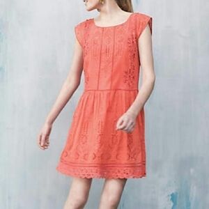 Meadow Rue Elegant Coral Lace Dress